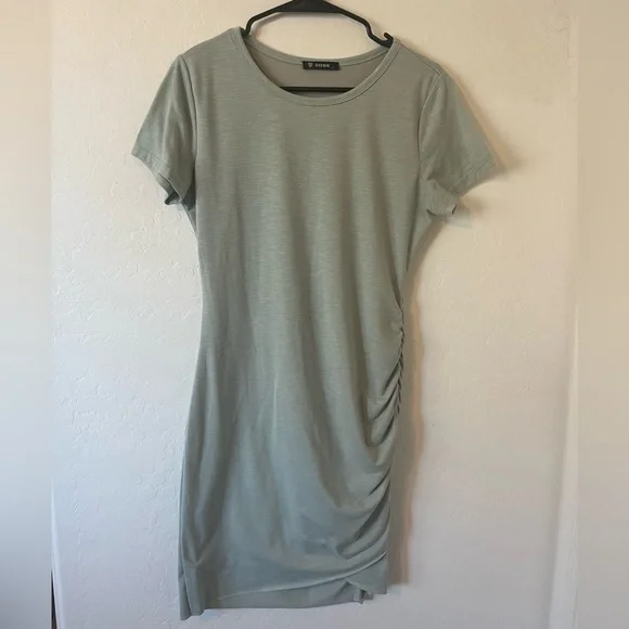 BTFBM Green Runched Side Dress - Picture 1 of 5